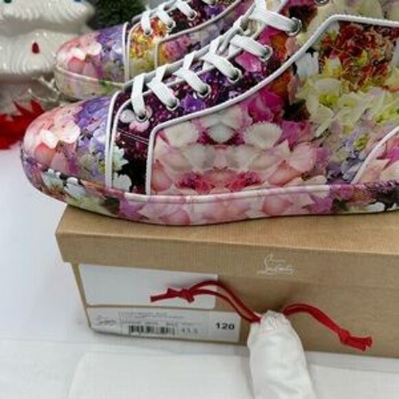 Christian Louboutin Orlato high top multicolor floral sneakers size 43.5 - Picture 3 of 14